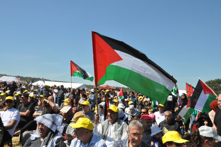 مسيرات واحتجاجات لفلسطينيي 48 رفضا للسياسات العنصرية الإسرائيلية، تظاهرة في بلدة اللجون المهجرة تأكيدا على التمسك بالعودة.