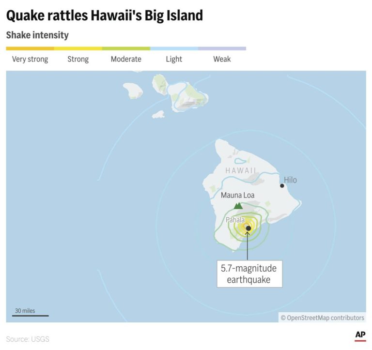 زلزال قوي يضرب الجزيرة الرئيسية في هاواي