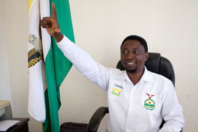 Founder and chairman of Democratic Green Party of Rwanda Frank Habineza, speaks during a Reuters interview in Kigali, Rwanda September 5, 2018. REUTERS/Jean Bizimana