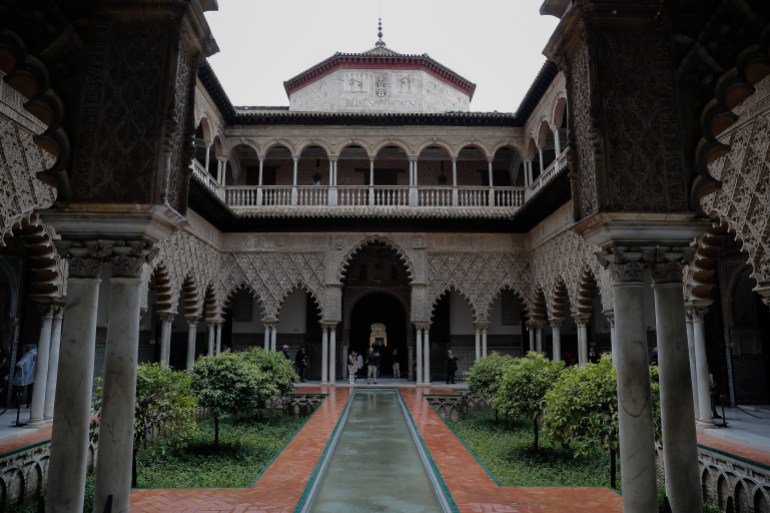 Islamic Architecture in Al Andalus Islamic Architecture in Al Andalus- - SEVILLA, SPAIN - APRIL 16: A view of the Alcazar Palace in Al-Andalus region, Sevilla, Spain on April 16, 2018. Construction of the Alcazar Palace originally began for the Moorish Muslim Kings in 1181. Palace was damaged in the Sevilla earthquake and later renovated and rebuilt by Peter of Castile also called Cruel (el Cruel). Alcazar Palace was inscribed on the World Heritage List in 1987 by UNESCO (United Nations Educational, Scientific and Cultural Organization) as it is one of the oldest royal palaces. Alcazar Palace is also known for hosting many gardens. DATE 16/04/2018 SIZE x Country SOURCE Anadolu/Burak Akbulut close