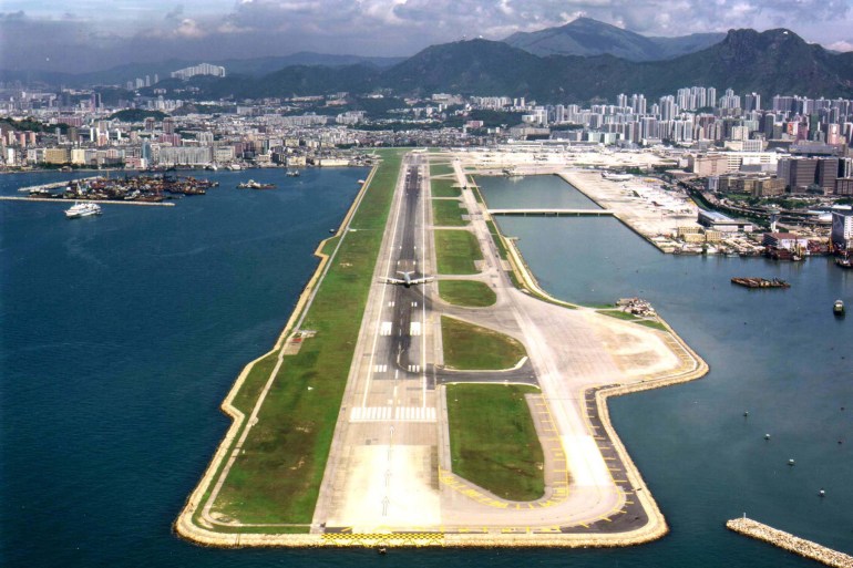 Hong Kong's Kai Tak airport is seen in this recent aerial view. As an airport located in downtown which had witnessed the development of the territory for 70 years, Kai Tak airport makes way for the new US$20 billion Chek Lap Kok airport which will begin operations on the morning of July 6.