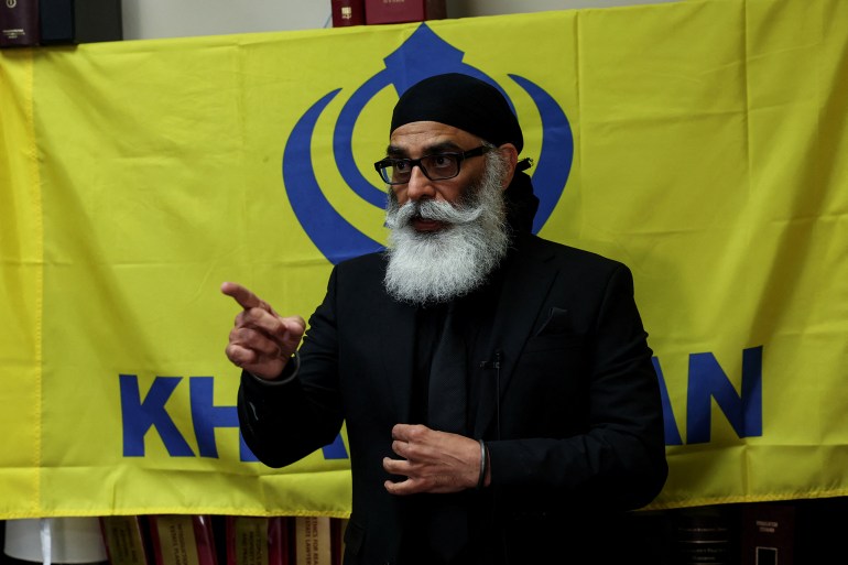 Gurpatwant Singh Pannun, a 56-year-old dual U.S.-Canadian citizen, speaks during an interview in New York City, U.S., October 18, 2024. REUTERS/Shannon Stapleton