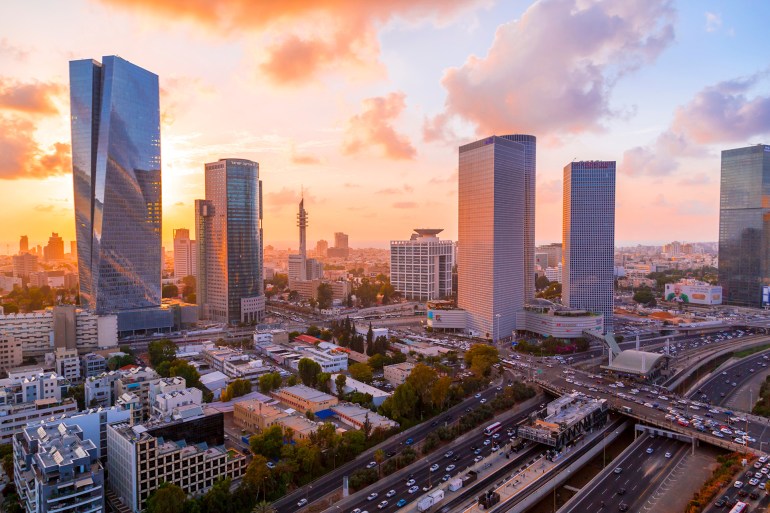 Tel Aviv-Yafo, Israel - June 12, 2018: Aerial view of the buildings and streets in Tel Aviv-Yafo, the cultural capital of the State of Israel.