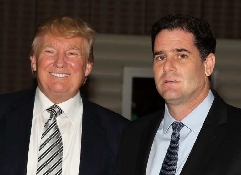 WASHINGTON, DC - OCTOBER 22: Donald J. Trump, Chairman & President, The Trump Organization, and His Excellency Ron Dermer, Ambassador of Israel to the United States, attend The Wharton Club's 44th Annual Wharton Award Dinner at the Park Hyatt Washington hotel on October 22, 2014 in Washington, DC. (Photo by Paul Morigi/Getty Images)