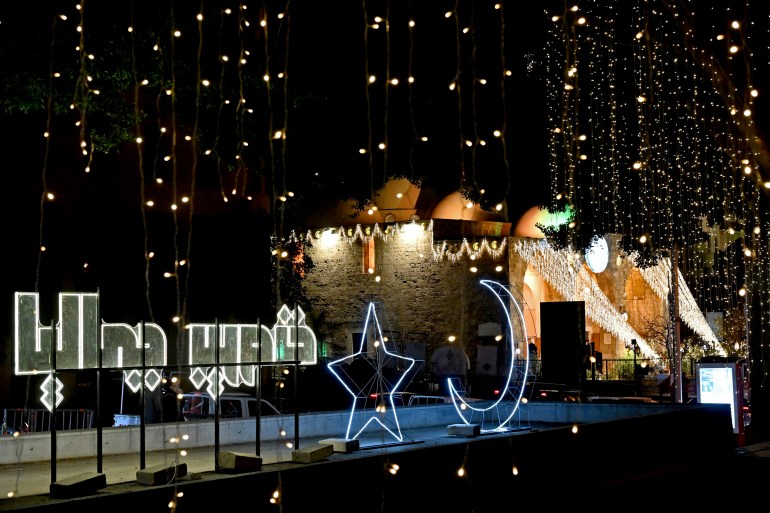 BEIRUT, LEBANON - MARCH 06: A general view of the streets are decorated and illuminated for the holy month of Ramadan in Beirut, Lebanon on March 06, 2025. ( Houssam Shbaro - Anadolu Agency )