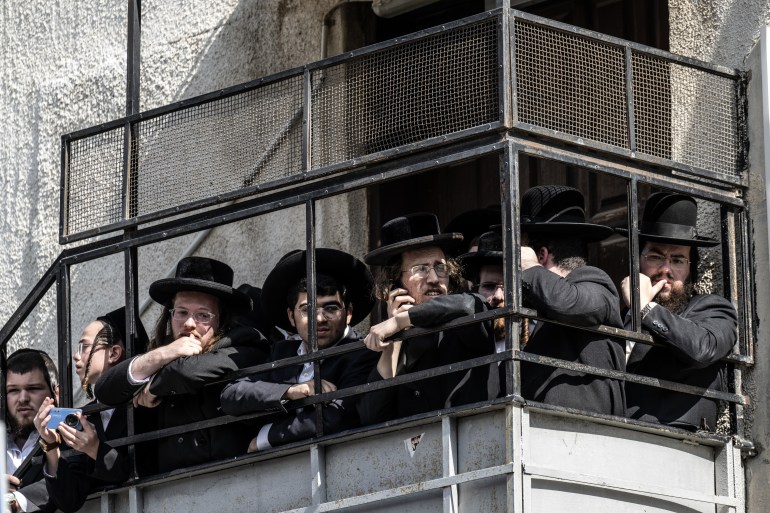 JERUSALEM - OCTOBER 31: Israeli police intervene in a demonstration by Ultra-Orthodox Jews (Haredim) who were protesting mandatory military service in West Jerusalem on October 31, 2024. (Photo by Mostafa Alkharouf/Anadolu via Getty Images)