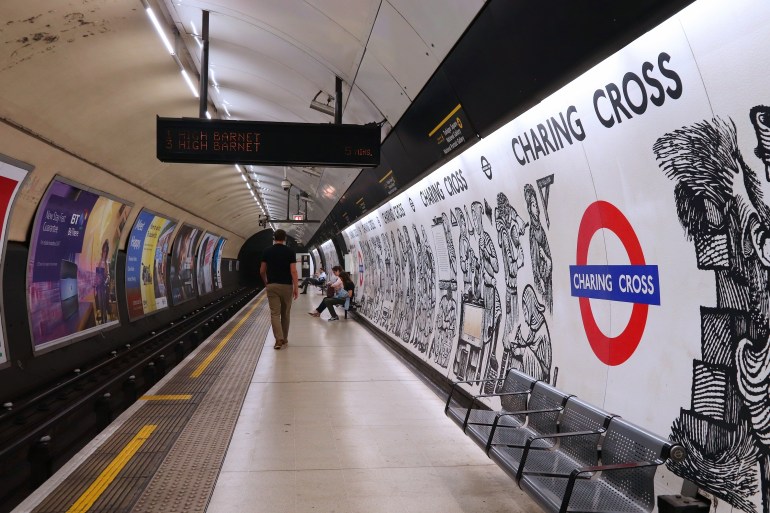 LONDON, UK - JULY 12, 2019: Passengers at London Underground station Charing Cross. London Underground is the 11th busiest metro system worldwide with 1.1 billion annual rides.