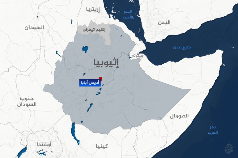  خريطة أثيوبيا يظهر موقع إقليم تيغراي