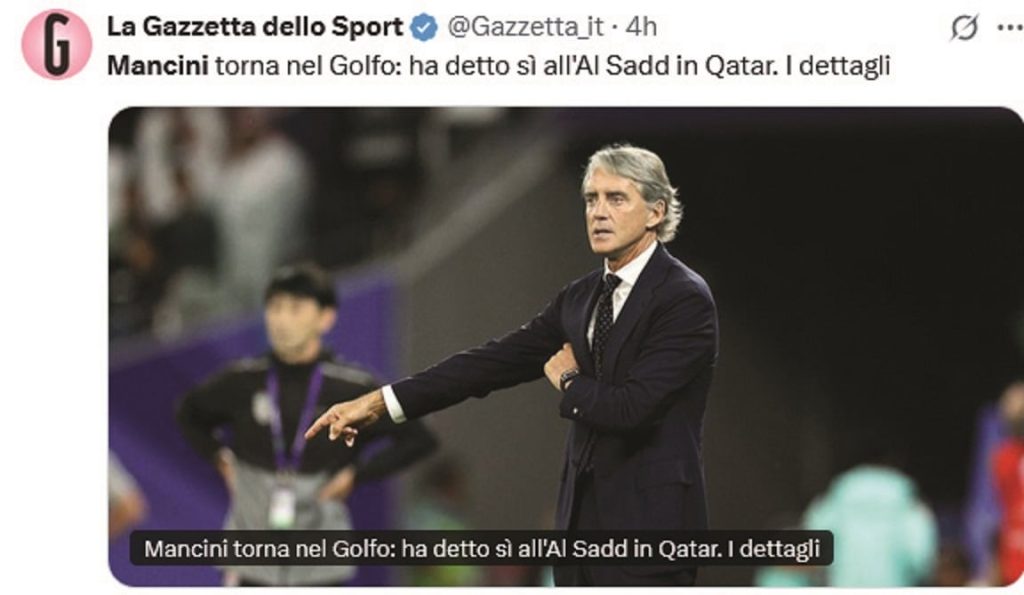  الإيطالي روبرتو مانشيني مدربا للسد