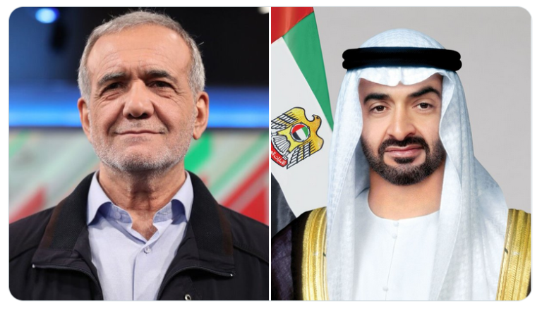  الرئيس الإماراتي يبحث مع نظيره الإيراني العلاقات الثنائية والقضايا الإقليمية